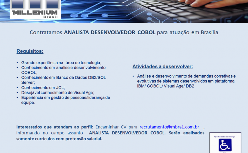 [ClubInfoBSB] Divulgação Millenium Brasil – Analista Desenvolvedor COBOL