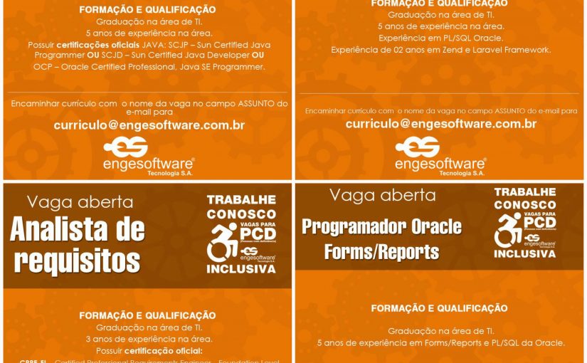 [Grupo Empregos em Brasília] 04 Vagas abertas para Pessoas com Deficiência – 31/01/17