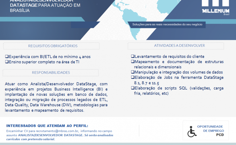 [ClubInfoBSB] Divulgação Millenium Brasil – Analista Desenvolvedor DataStage