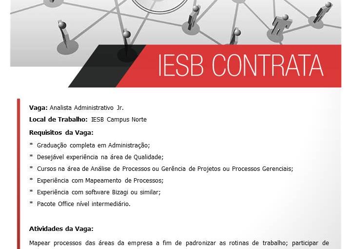[Grupo Empregos em Brasília] IESB Contrata: Analista Administrativo Jr