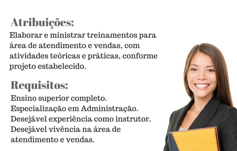 [Grupo Empregos em Brasília] OPORTUNIDADE INSTRUTOR DE TREINAMENTOS 24/01/17