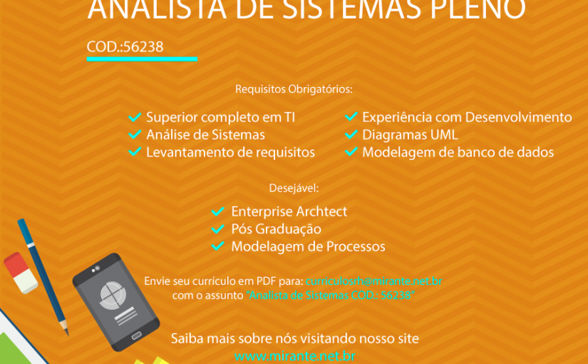 [Grupo Empregos em Brasília] Oportunidade: Analista de Sistemas Pleno 10/02/17