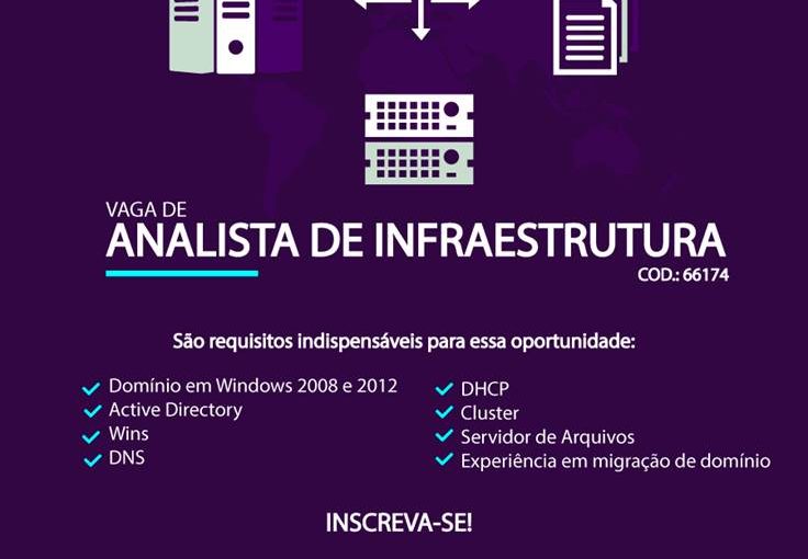 [Grupo Empregos em Brasília] Oportunidade para Analista de Infraestrutura – CÓD.: 66174 – 01/02