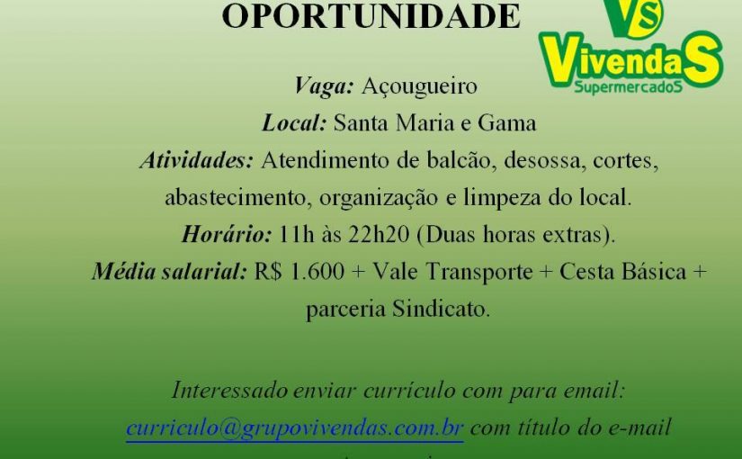 [Grupo Empregos em Brasília] AÇOUGUEIRO