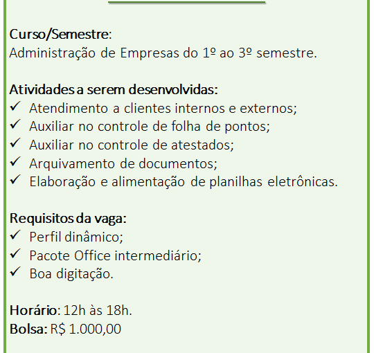 [Grupo Empregos em Brasília] Estágio Administração 08/03