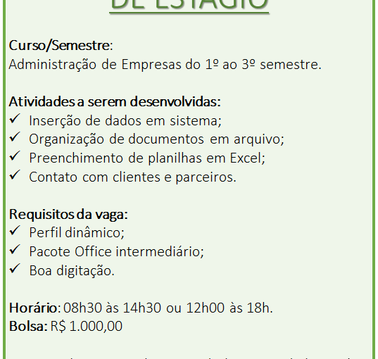[Grupo Empregos em Brasília] Estágio Curso de Administração 13/03