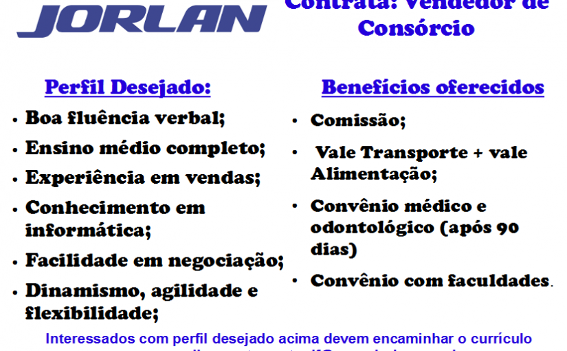 [Grupo Empregos em Brasília] Vendedor de Consórcio 07/03