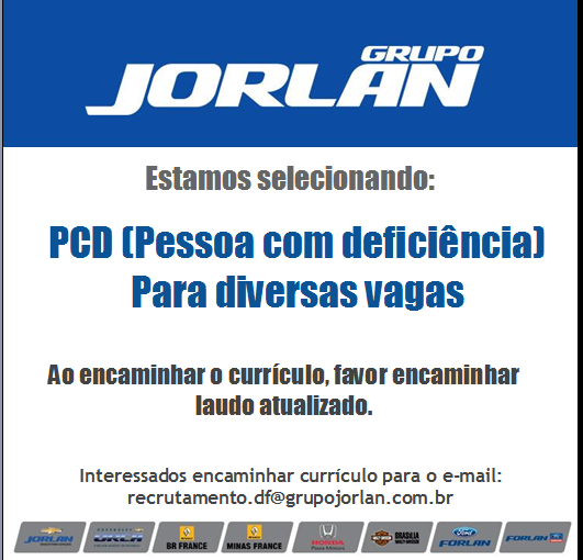 [Grupo Empregos em Brasília] PCD´s para diversas vagas 17/03