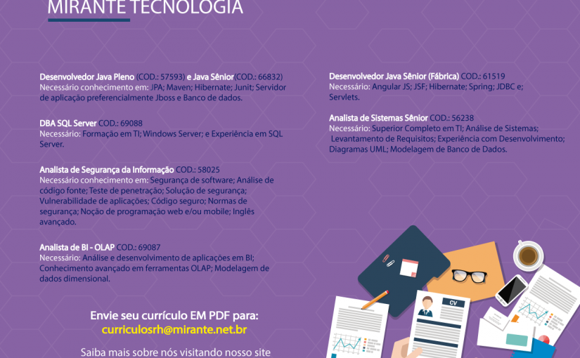 [Grupo Empregos em Brasília] Diversas Oportunidades – Mirante Tecnologia 07/03
