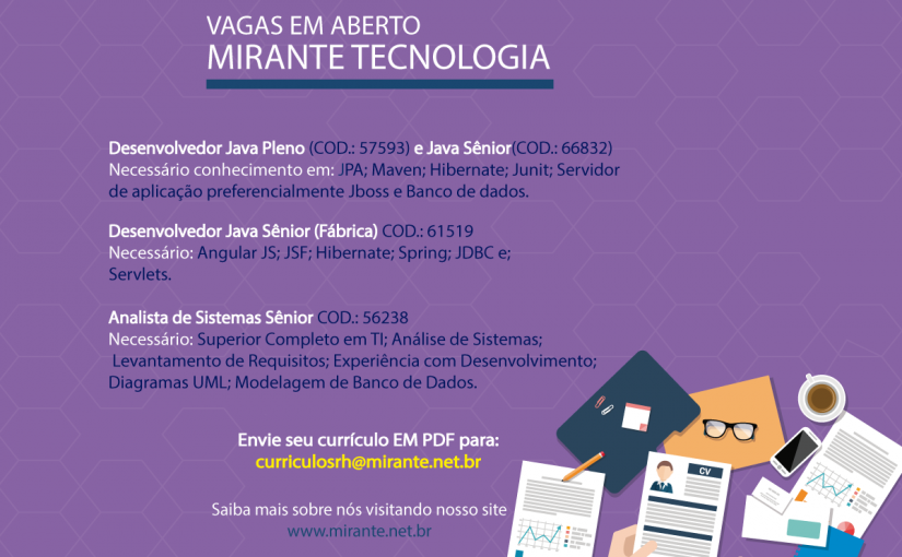 [Grupo Empregos em Brasília] Diversas Oportunidades – Mirante Tecnologia 14/03