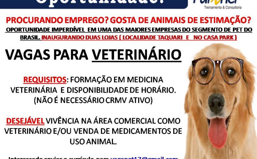 [Grupo Empregos em Brasília] Vaga VETERINÁRIO – 26/05