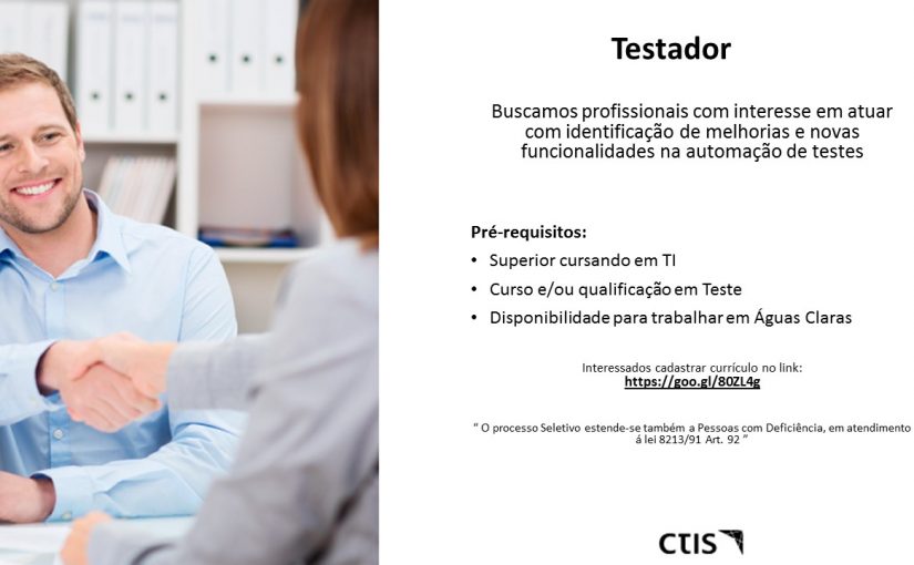 [Grupo Empregos em Brasília] TESTADOR – GRUPO SONDA/CTIS – 24/05/17