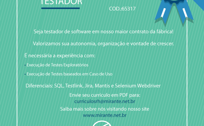 [Grupo Empregos em Brasília] Vaga – Testador de Software – 25/05/17