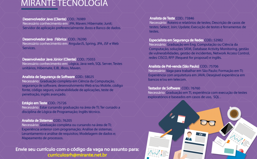 [Grupo Empregos em Brasília] 10 Oportunidades – Mirante Tecnologia – 31/05/17