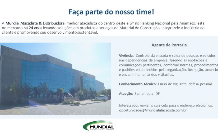 [Grupo Empregos em Brasília] Agente de Portaria – 14/06/17