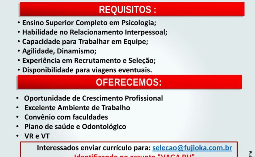 [Grupo Empregos em Brasília] Vaga analista de RH – Psicólogo – 28/06/17