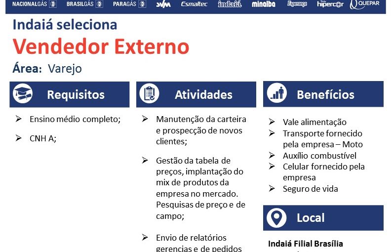 [Grupo Empregos em Brasília] Vaga – vendedor externo