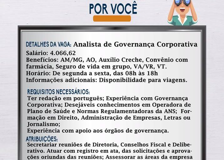 [Grupo Empregos em Brasília] VAGA – Analista de Governança Corporativa – 21/06/17