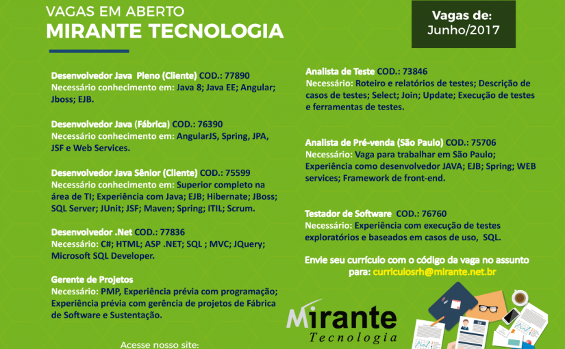 [leonardoti] Excelentes oportunidades-  Mirante Tecnologia