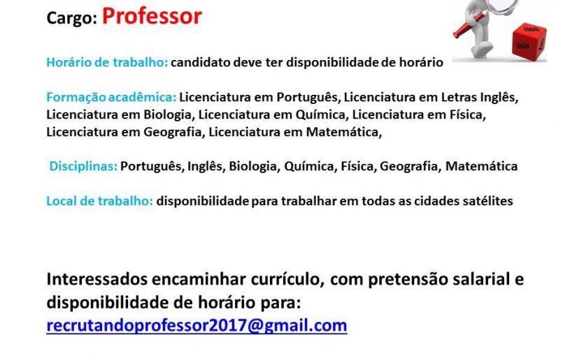 [Grupo Empregos em Brasília] Professor – 14/06/17