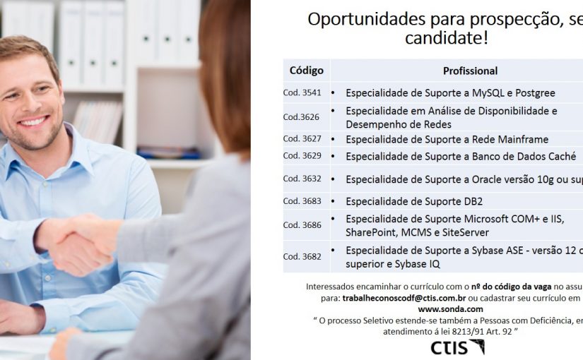 [Grupo Empregos em Brasília] 08 Oportunidades – CTIS – 05/07/17