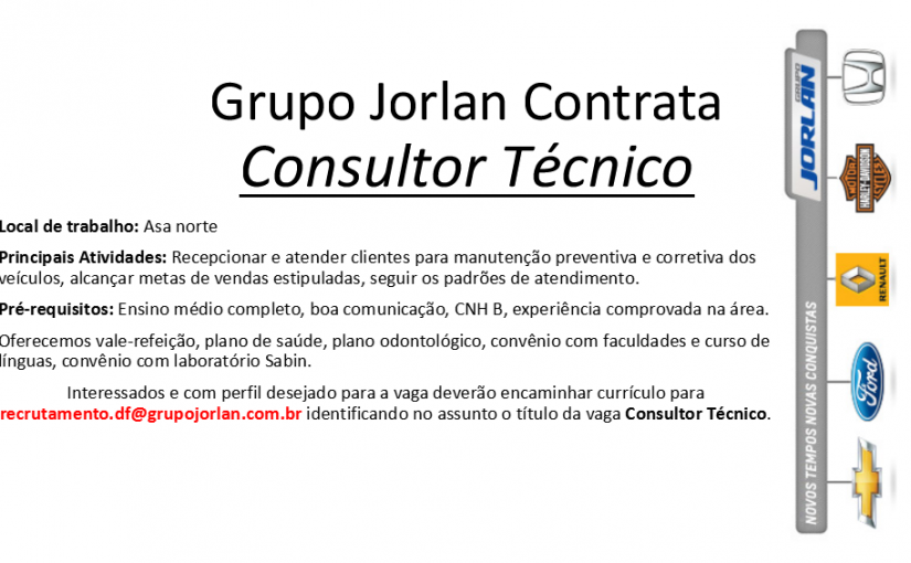 [Grupo Empregos em Brasília] Consultor Técnico – 14/07/17