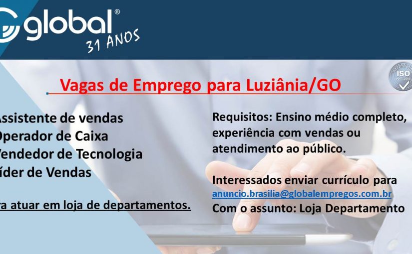 [Grupo Empregos em Brasília] 04 vagas – Luziânia-GO – 28/07/17