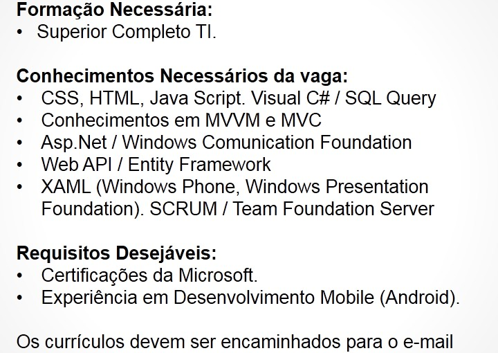 [Grupo Empregos em Brasília] VAGA DE DESENVOLVEDOR-COMPLINE – 24/07/17