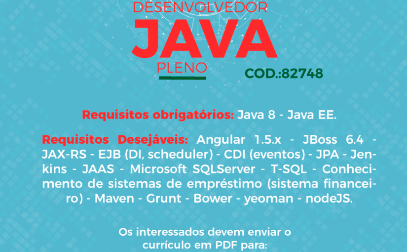 [leonardoti] Excelente oportunidade Desenvolvedor Java-  Mirante Tecnologia