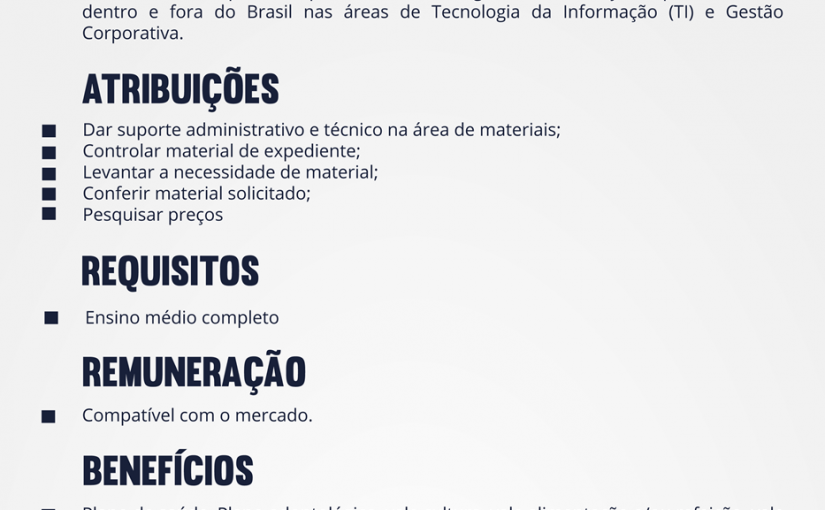 [Grupo Empregos em Brasília] Vaga de Auxiliar Administrativo (pessoas com deficiência) 25/07/17