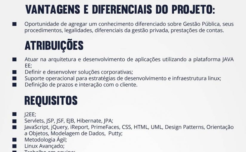 [Grupo Empregos em Brasília] ARQUITETO JAVA 21/07