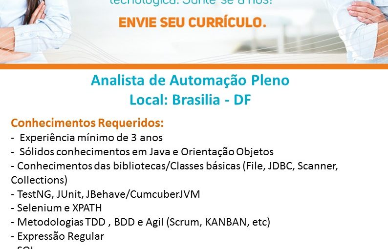 [ClubInfoBSB] Fwd: Vaga de Analista de Automação Pleno – RSI Informática