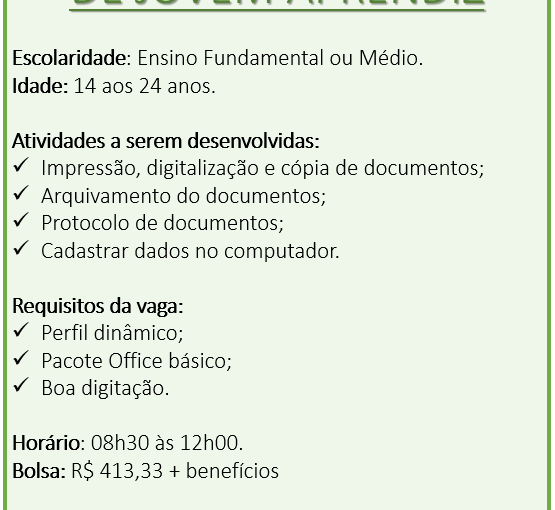 [Grupo Empregos em Brasília] Jovem Aprendiz – 14/07/17