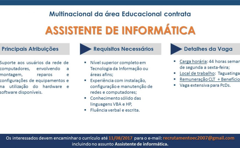 [leonardoti] Oportunidade para Assistente de Informática