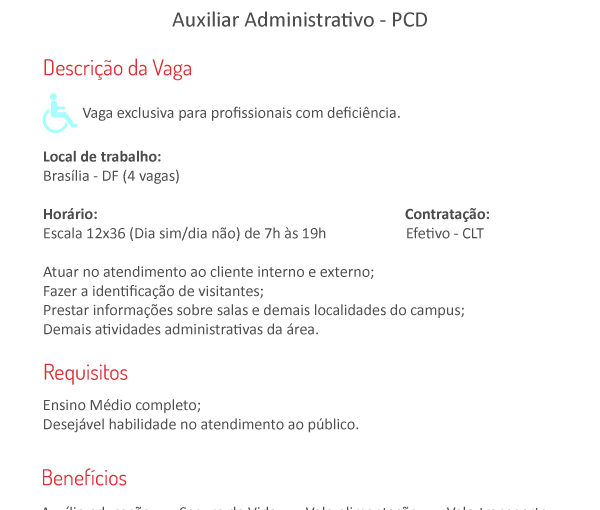 [GEBE Empregos] IESB Contrata: Auxiliar Administrativo – Campi Norte, Sul e Ceilândia (Vagas para PCD) 22/08