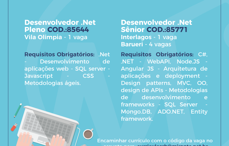 [GEBE Empregos] 02 Oportunidades Para São Paulo- Mirante Tecnologia – 22/08