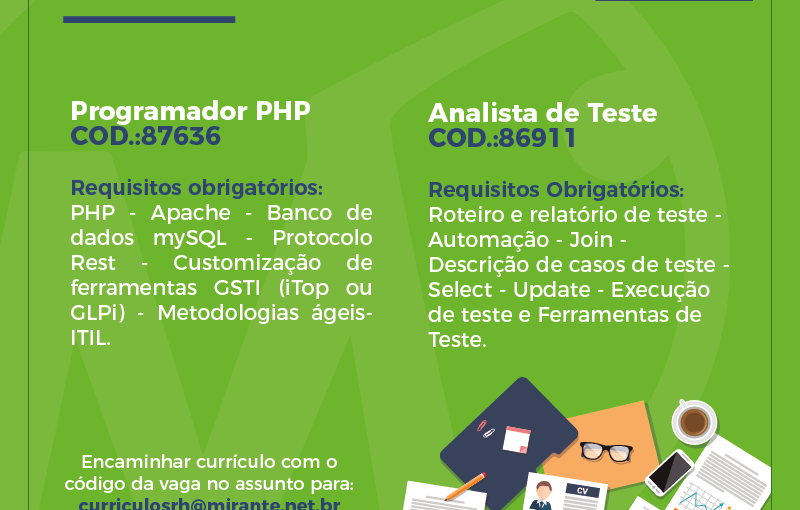 [GEBE Empregos] Oportunidades- Mirante Tecnologia 31/08