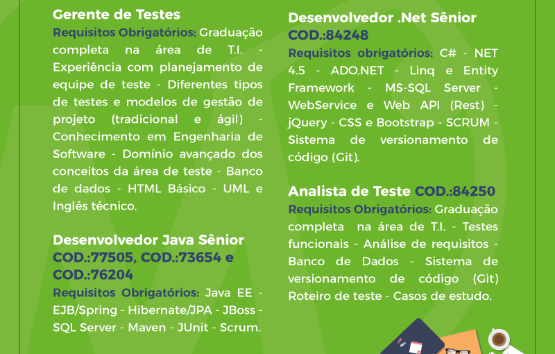 [leonardoti] Excelentes oportunidades para Brasília –  Mirante Tecnologia