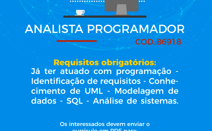 [GEBE Empregos] ANALISTA PROGRAMADOR- Mirante Tecnologia 30/08