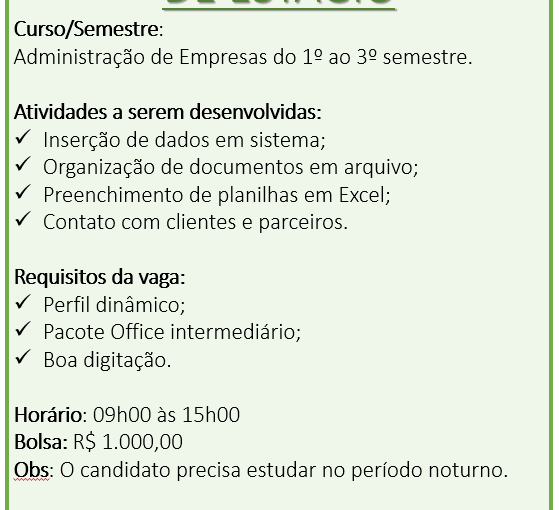 [GEBE Empregos] Estágio – 04/09