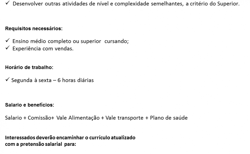 [GEBE Empregos] CONSULTOR DE TELEVENDAS 15/09