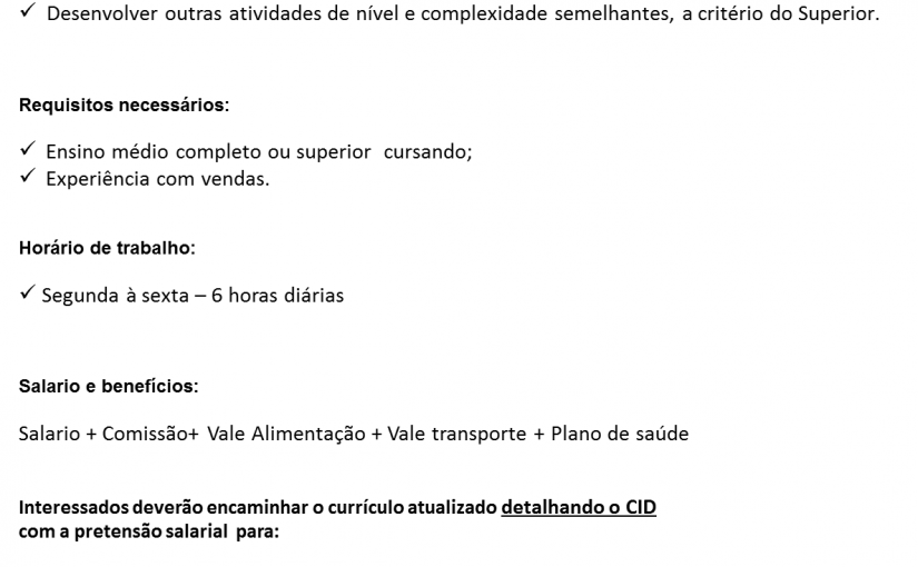 [GEBE Empregos] VAGA PARA PESSOAS COM DEFICIÊNCIA :CONSULTOR DE TELEVENDAS 05/09