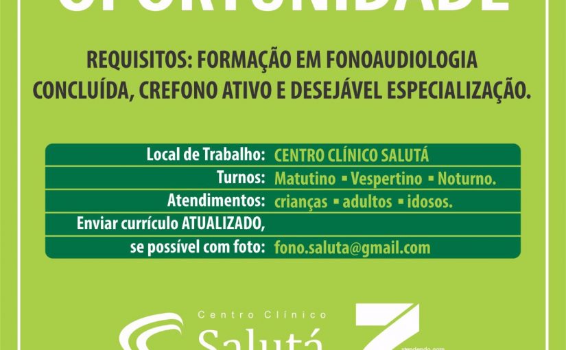 [GEBE Empregos] Vaga de Fonoaudiólogo(a) 18/09