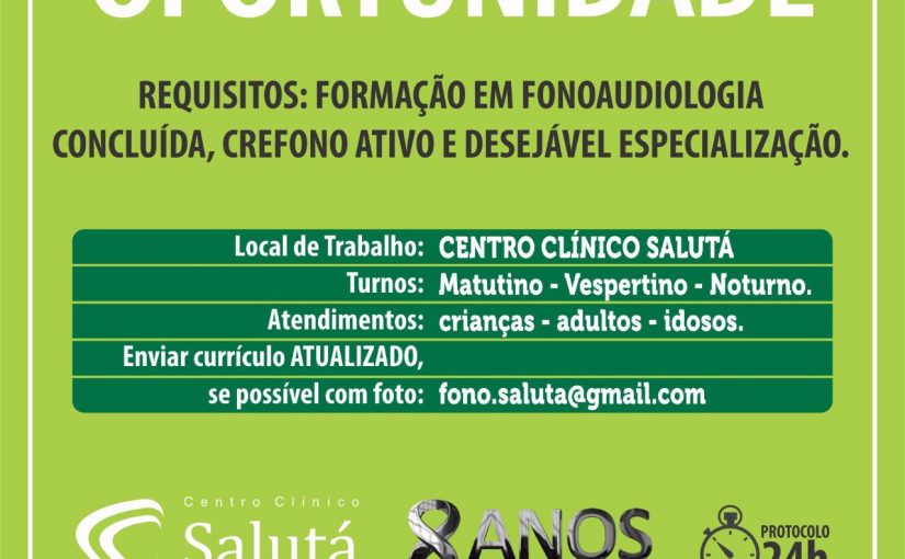 [GEBE Empregos] Fonoaudiólogo(a) 19/09