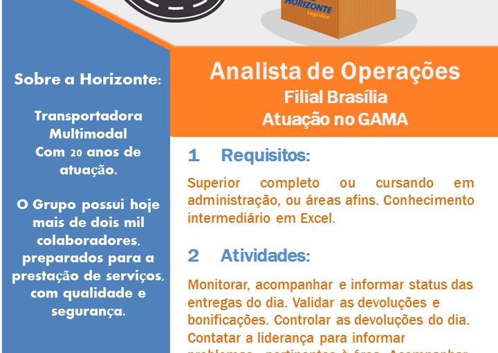 [GEBE Empregos] ANALISTA DE OPERAÇÕES 04/09