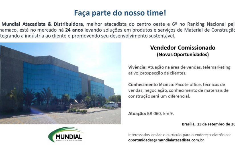 [GEBE Empregos] Vendedor Comissionado 13/09