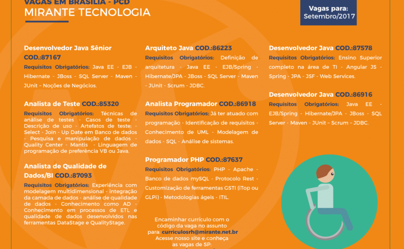 [ClubInfoBSB] Oportunidades para PCD –  Mirante Tecnologia