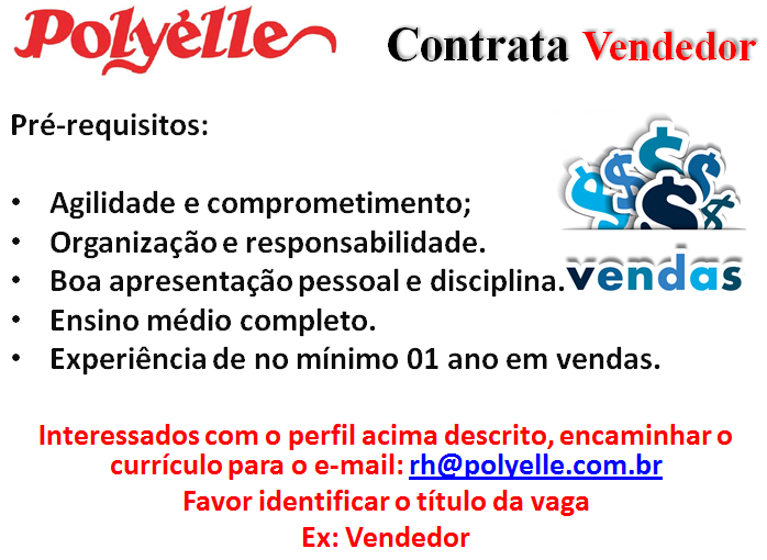 [GEBE Empregos] Vendedor – 28/09