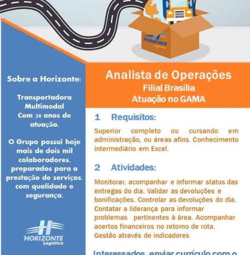 [GEBE Empregos] ANALISTA DE OPERAÇÕES – 18/10