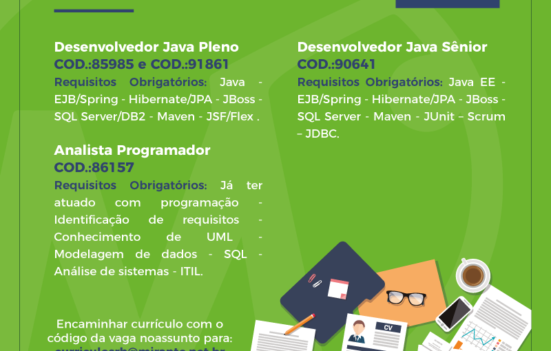 [GEBE Empregos] 03 Oportunidades – Mirante Tecnologia . 13/10